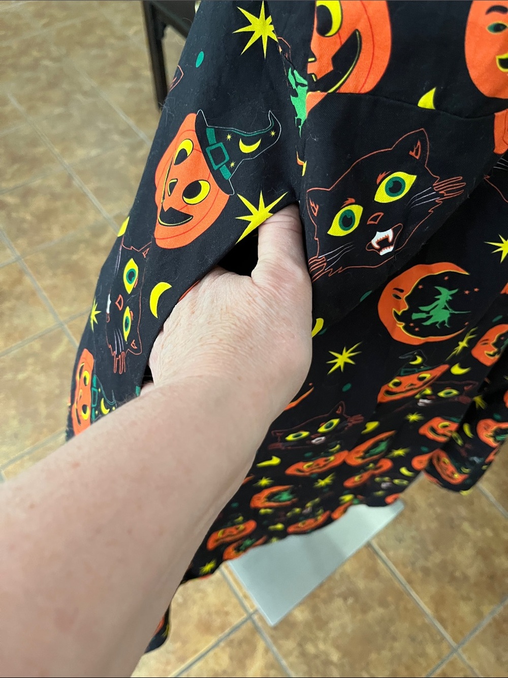 Halloween Pumpkin Tie-Front Dress - Black & Orange - Picture 4 of 5